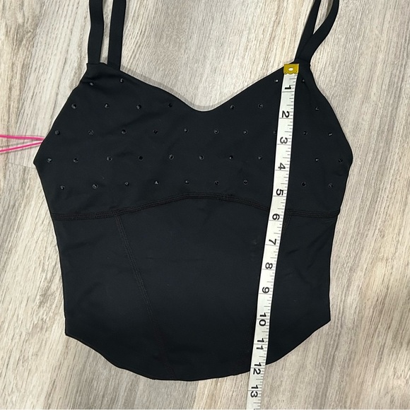 NWT Terez Corset Crop Top Athletic Bra Tank Black w/ Black Gemstone Size XXS - Picture 4 of 7